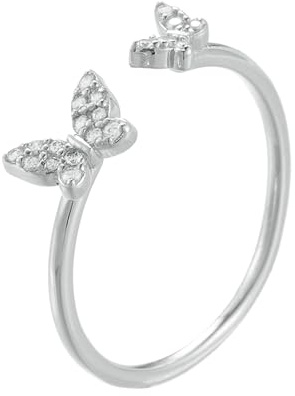 Ayoiow Ringe Frauen Platin Pt950 für Damen, Diamantkein Edelstein Schmetterling Offen Verstellbar Freundschaftsringe Platin für Sie, Größe 53 (16.9)