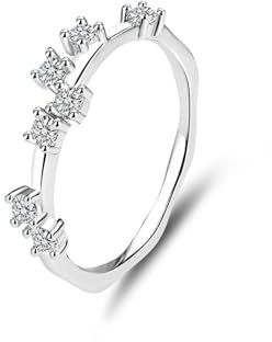 Ayoiow Vorsteckring 585 für Damen, Diamant Empfindlich Einfach Vorsteckring Weissgold 585, 14 Karat Weißgold Größe 65 (20.7)