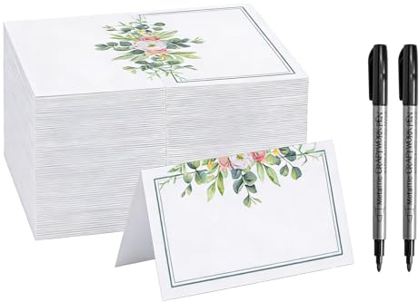 60 Stück Tischkarten Hochzeit Und 2 Stück Stift, Blattmuster Platzkarten, Tischkärtchen Geeignet Für Anlässe Wie Hochzeiten, Geburtstage, Taufen Und Valentinstag