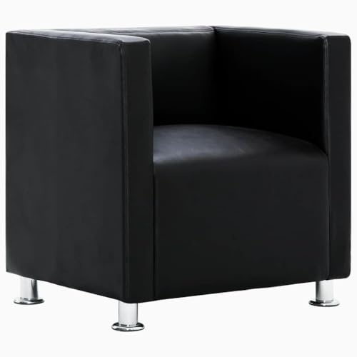Genérico Sillón de Cuero sintético Negro,Mobiliario,Sillas,Sillones,Negro,18.35 kg,240068