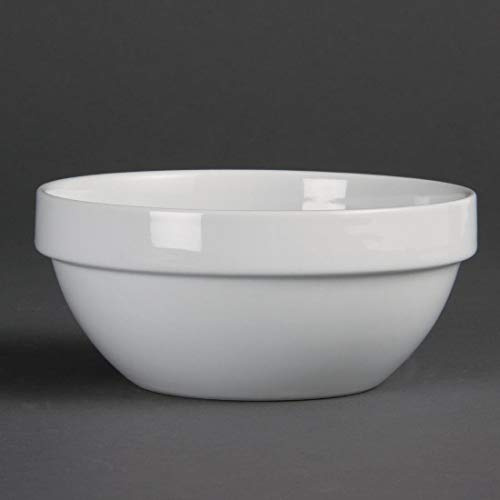 Olympia Porcelain Cereal Bowls 145mm 540ml Pack of 12, White | Protected by an edge chip warranty; safe for oven, microwave, freezer and dishwasher use in busy catering environments.