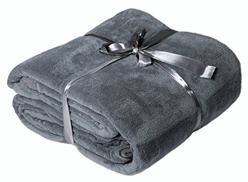 Hillfield® by Viva XL Microfaserdecke Kuscheldecke Tagesdecke, 150 x 200 cm / 220 x 240 cm (Grau, 240 x 220 cm)