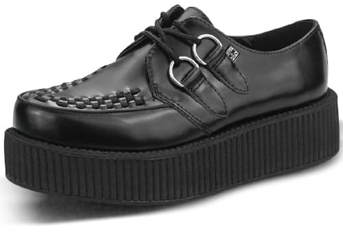T.U.K Leather Viva High Creeper - Scarpe da Uomo e Donna - Colore Pelle Nero - Taglia EU43