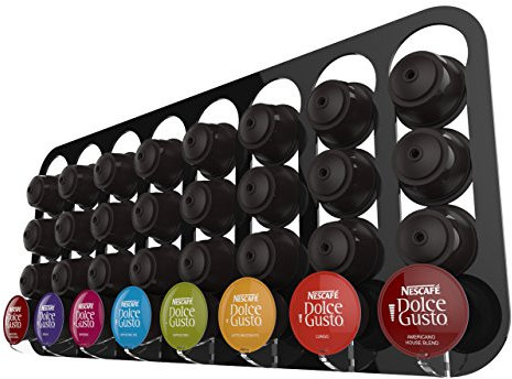 Expression Products Acrylic Coffee Capsule pod Holder Wall Mounted Holds 32 Capsules, Compatible with Dolce Gusto pods (Black)