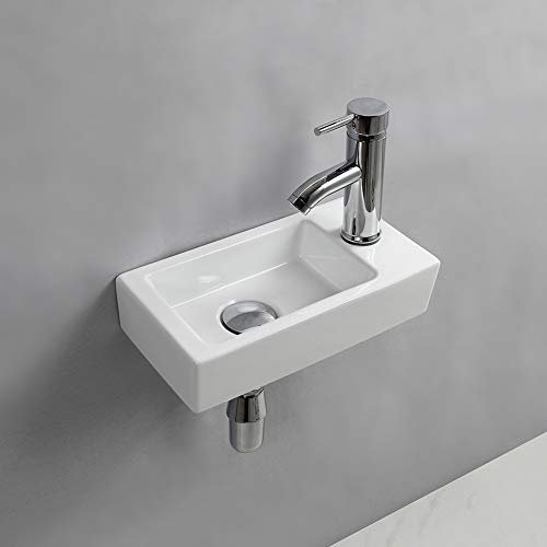 Lavabo da parete rettangolare in ceramica (A destra)