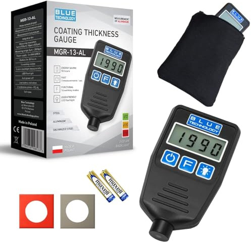 Blue Technology Schichtdickenmessgerät Lackdickenmessgerät MGR-13-AL | Stahl & Aluminium Coating Thickness Gauge | Lacktester für Auto | Hergestellt in EU