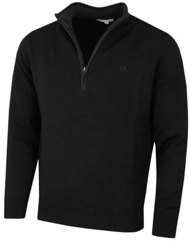 Calvin Klein Mens 2026 Knit Cotton 1/2 Zip Golf CK Top Sweater