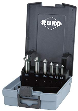 RUKO Kegel- und Entgratsenker-Satz ULTIMATECUT DIN 335 Form C 90 Grad HSS in ABS-Kunststoffkassette 6-teilig