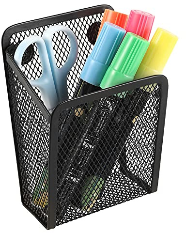 Sanpaint Magnetic Pencil Holder,Mesh Stainless Steel Pen Basket, Metal Writing Utensil Storage Organizer for Whiteboard,Blackboard,Kitchen, Locker, Home, or Office