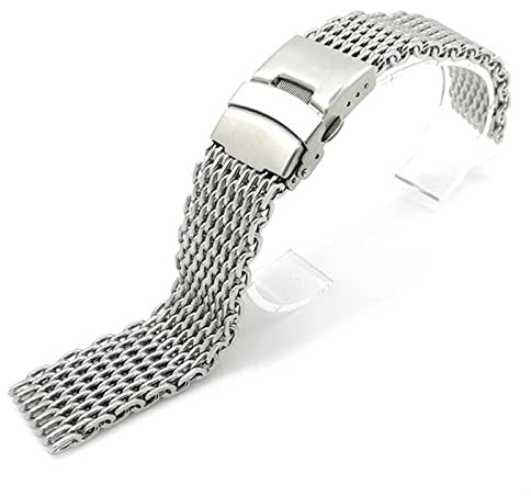 AEMALL Milanaise-Hai-Mesh-Armband für Breitling Seiko OMG Armband, 20 mm, 22 mm, Edelstahl-Uhrenarmband (Farbe: Silber, Größe: 18 mm)