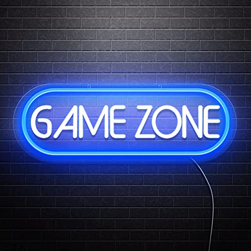SOLIDEE Game Zone Insegna Luminosa LED Dimmerabile Gaming Scritte Neon Sign Alimentata da USB Luce al neon lampada gaming Decorazione per Camera da Letto Sala Giochi Bar Feste Regalo per Bambini