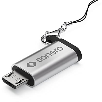 sonero Micro USB USB-C Adapter OTG e-Bike Aluminium Karabiner Silber