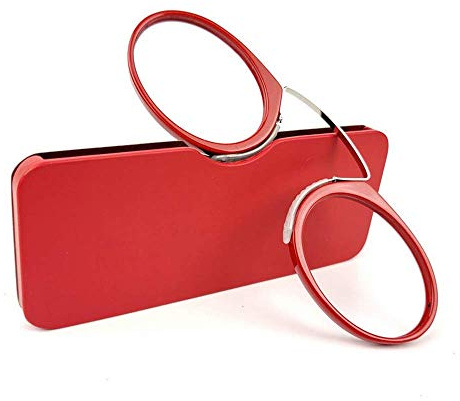 KoKoBin Lunettes pour Lire Sans Branche pour Hommes et Femmes, Mini Portable Pince Nez Lunettes de Lecture Légères (Rouge, 3, diopters)