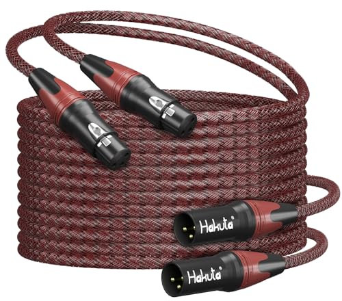 Hakuta 10FT 2Pack XLR auf XLR Mikrofonkabel - 3-Pin Stecker auf Buchse, Hochwertiges symmetrisches XLR Flechtkabel für Studioaufnahmen, Mikrofone, Radiostationen