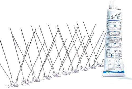 Bird-Tech TM 3 Metri di Punte Anti-Piccioni in Acciaio Inossidabile + Colla Adesiva. Prodotta in UE