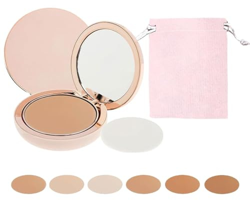 Qklovni CC Cream Compact LSF 50+, CC Cream Make-up, langanhaltend, wasserdicht und schweißfest, Concealer-Puder, mit Spiegel und Make-up-Tasche (natürliche Farbe)