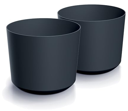 Tymar Blumentopf,Übertopf, 2er-Pack, Blumenübertopf aus Kunststoff, Matte, Runde Form (ø 11 cm, (2pack) Anthrazit)