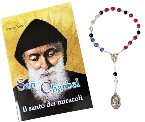 OVUNQUE PROTEGGIMI Rosario di San Charbel Con Madonna Miracolosa, Artigianale in Grani Colorati Con Opuscolo e Preghiera