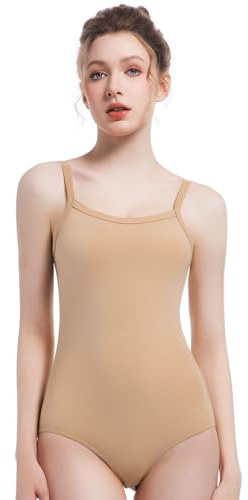 Spoxiyue Women's Nude Camisole Leotard with Straps - Perfect for Girls' Dance and Gymnastics(Camisole Nude, M)