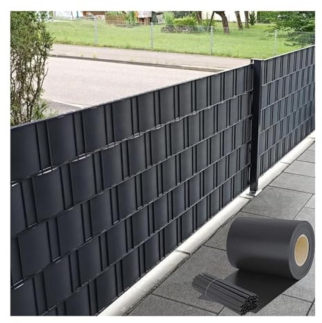 Sichtschutzstreifen PVC, Wetterfeste Außenplatten, Wind- Und UVschutz-dekorative Zäune, Garten-Terrassen-Balkon-Zaunschutz-Abdeckung, Sonnenschutzfolie Für Blockierte Sicht ( Color : Black , Size : 7.