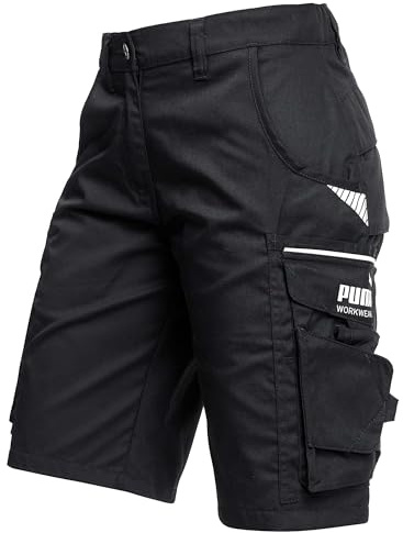 PUMA Workwear Precision X Arbeitsshorts - Kurze Arbeitshose Damen - Robustes, Flexibles Material - Cargohose mit vielen Taschen - Bequeme Passform für Handwerk & Gewerbe - Schwarz - Gr. 52