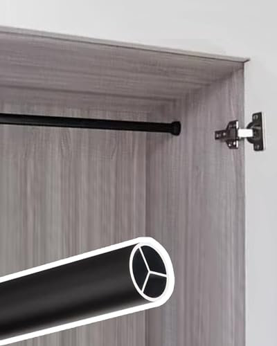 Bastone Armadio Appendiabiti Supporto da Parete per Barra Appendiabiti Nera, Palo Metallico Tagliabile per Auto/ Armadio/ Camion/ Porta, Asta Porta Abiti Guardaroba Guardaroba con Supporti Terminali(5