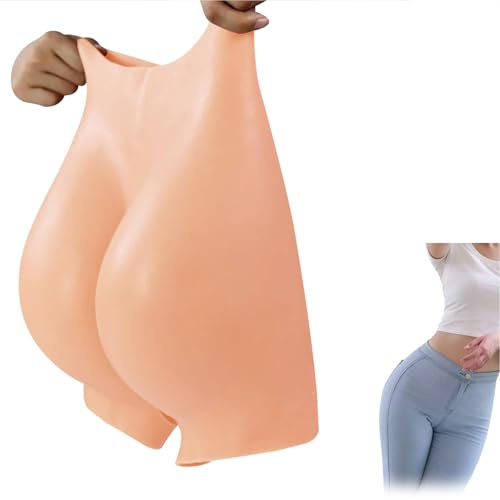 FSYH Pantalones de Silicona Falso Trasero Cadera realzador Shapewear Bragas Push up Panty para Las Mujeres transgénero Drag Queens,Marfil,Large