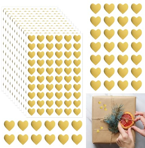 1200 Stück Sticker Herzen,Selbstklebend Aufkleber Herz,Sticker Gold | Glitzer Folien Sticker für Umschläge Geschenkverpackungen Scrapbooking Karten DIY Handwerk Dekoration