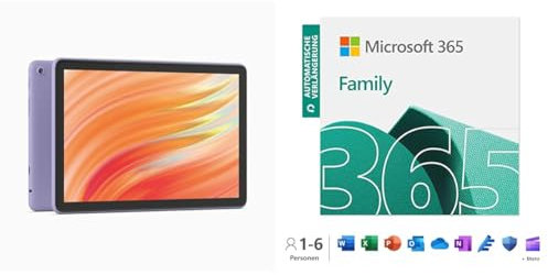 Amazon Fire HD 10 tablet (2023), 10.1 FHD, 3GB RAM, 32GB, Lilac, with ads + Microsoft 365 Family 12+3 Month Subscription for 6 users, 1TB cloud storage, Word, Excel, PowerPoint for PC/Mac