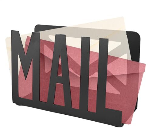 Maodom Post-Organizer für den Schreibtisch, Briefhalter für den Schreibtisch, Mail Organizer Briefhalter, Aufbewahrungsregal aus Metall, Briefsortierer im Mail-Design mit Ausschnitten,