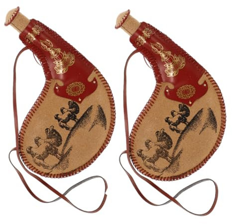 IMIKEYA 2 Stück Traditionelle Weinbeutel-wasserflasche Aus Leder Für Outdoor-aktivitäten Faltbare Wasserreiniger-campingflasche