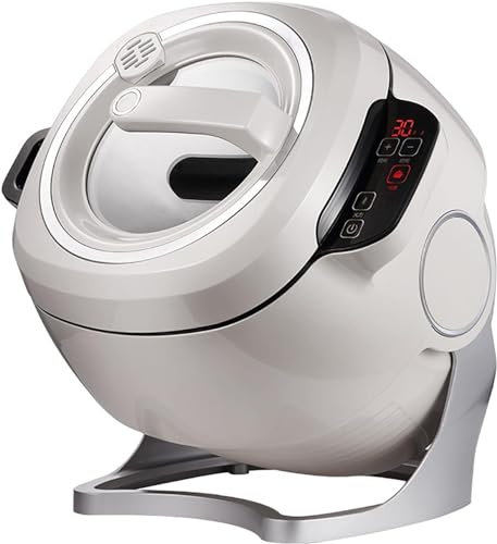 QUSYZD Robot da Cucina da 50 Pezzi, Macchina da Cucina Automatica Intelligente da 6 Litri con Rotazione a 360° e Riscaldamento 3D Completo, Regolazione a 3 Marce, Potenza di Fuoco e,