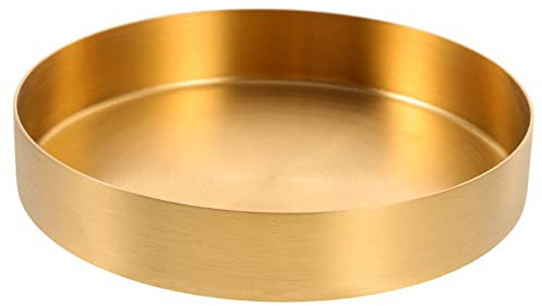 CONGARTENO Plateau En Métal Doré Rond En Acier Inoxydable 430 Plateau De Rangement Milieu De Gamme Pour Bijoux Et Cosmétiques Usage Bureau Et Maison Moyen Format