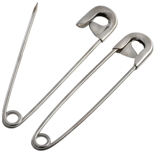 AERZETIX - Set di 12 spille da balia classiche 40 mm - metallo - colore argento - per tessuti cucito progetti creazioni di gioielli