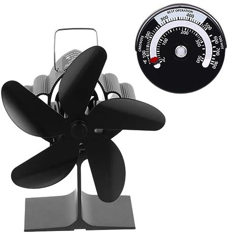 Cabilock Heat Powered Fireplace Fan Stove Fan for Efficient Warm Air Circulation Ultra Quiet Operation Compatible with Gas and Pellet Stoves