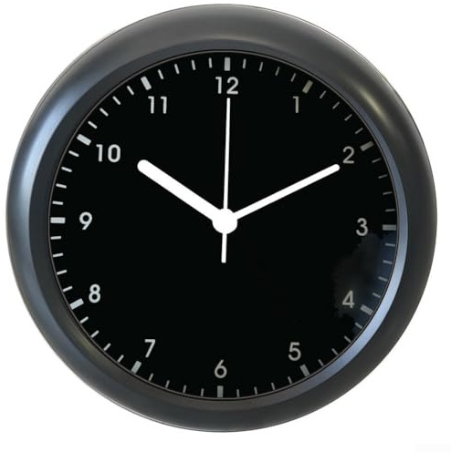 Punch Orologio da parete autoadescante, impermeabile e antipolvere per aree ad alta umidità (nero)