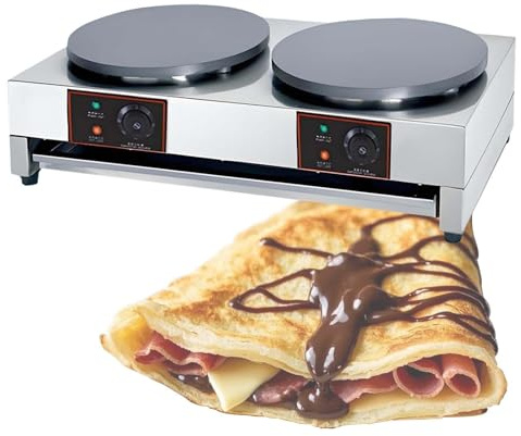 CrêPièRe éLectrique Avec Plaque De Cuisson AntiadhéSive De 40 Cm, Plaque De Cuisson Circulaire En Acier Inoxydable De 2800 W Pour œUfs, CrêPes,Omelettes Et Quesadillas, 50 °C à 300 °C Dual-head