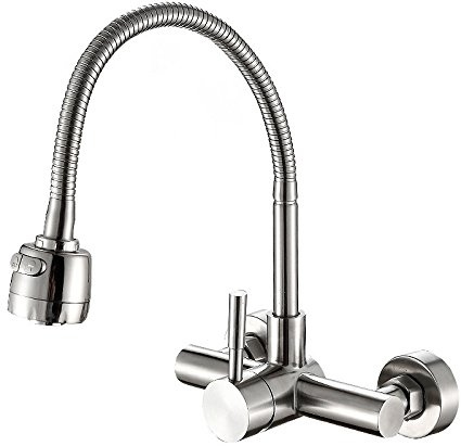 MEVZHH Grifos, Grifo Deuaiversal de Acero Inoxidable 304 Fregadero de Cocina Caliente Y Frío, Grifo de Tecnología de Dibujo de Alambre Libre de Plomo de la Piscina de la Limpieza Montada en la Pared