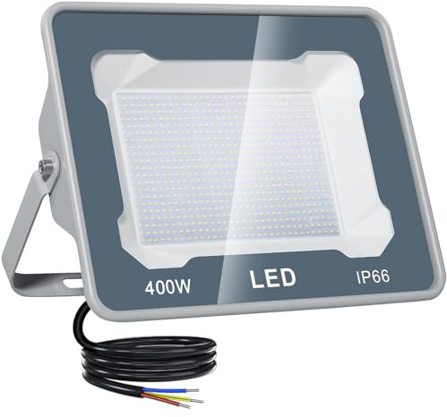 CREATESTAR Faretto Led da Esterno 400W, Faretti Led Esterni 6500K 40000LM luce bianca fredda, IP66 Impermeabile Faro Esterno per sportivo magazzino garage giardino parcheggio campo cortile 1 Pezzi