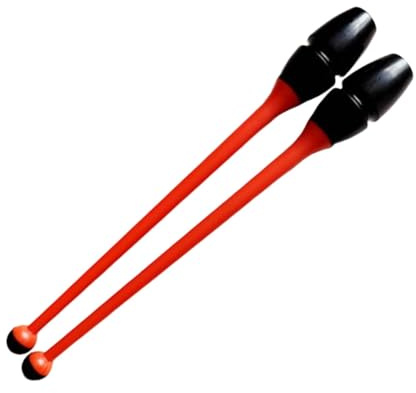 Qianly 2er Pack Turnstäbe, Trainingsgerät, Gummi, 36 cm Lang, Drehstab für Kinder Und Erwachsene, Rhythmische Sportgymnastik, Orange