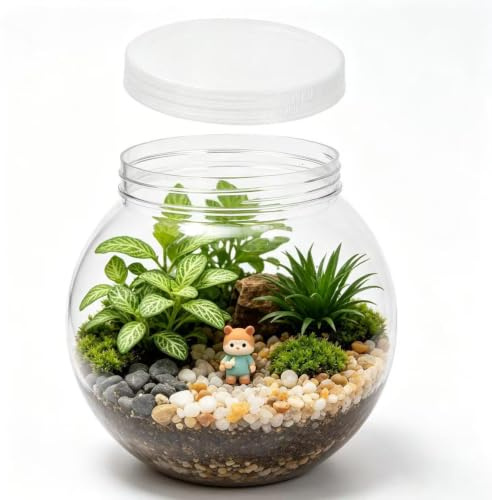 TOYANDONA Anti-Falling Fish Tank Plastic Fish Bowl with Lid for Home and Office Decorative Use