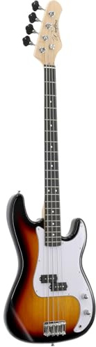 Woodbrass PB100 Sunburst E-Bass – vielseitige Bassgitarre ideal für Anfänger, PB-Form, Eschenform, Ahorn, Griffbrett, Rock-Stil, Pop, Funk, Blues, Hard, Jazz
