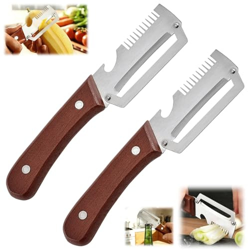 3 in 1 Multifunctional Vegetable Peeler with Wooden Handle, Bottle Opener & Grater, Kitchen Gadget for Potato, Pumpkin, Carrot, Pineapple and Other Fruits & Vegetables