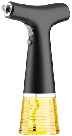HUFACAI Pulverizador de aceite eléctrico para cocinar, 13,5 x 7,5 x 24,2 cm, portátil, dispensador de aceite recargable, para utensilios de cocina, ensaladas, barbacoas (Negro)