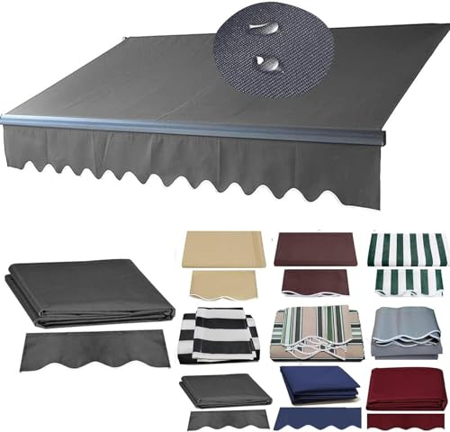 Infällbar uteplatsmarkis, ersättande baldakin – 2,4 x 2,1 m (8 x 7 fot), vattentät, polyester, solskydd för innergård, balkongbutik, restaurang, café, däck (mörkgrå)