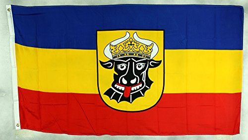 Buddel-Bini Flagge Fahne ca. 90x150 cm : Mecklenburg Ochsenkopf Mecklenburger