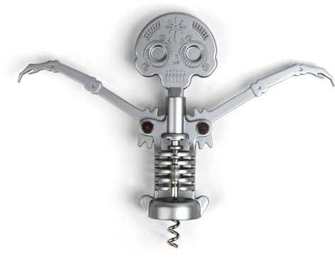 Kikkerland Zinc Alloy Steel Day of The Dead Corkscrew, Grey