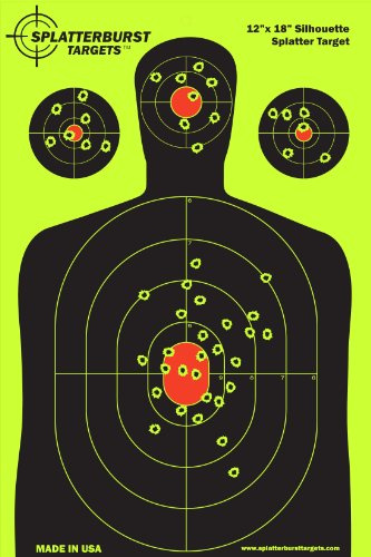 25 unidades - Splatterburst 30,5 x 45,7 cm Silueta Objetivo de disparo - Vea fácilmente los brillantes agujeros de bala fluorescentes - Excelente para todas las armas de fuego, armas, rifles, pistolas y pistolas de aire.