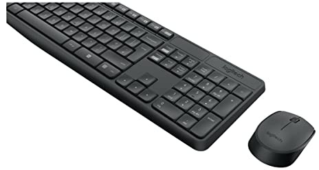Logitech MK235 RF inalámbrico Checa Negro - Teclado (RF inalámbrico, Universal, Checa, Inalámbrico, Universal, Estándar)