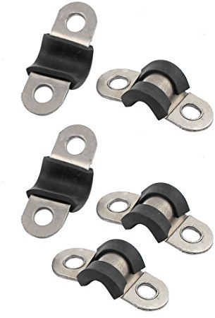 sourcing map 5Pcs 6mm Dmr U-förmige Edelstahl Rohrschellen Schlauchschelle | Gummi ausgekleidet